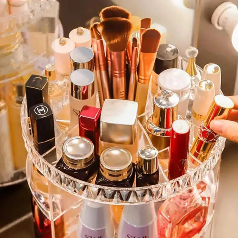 Rotating Crystal Makeup Organizer