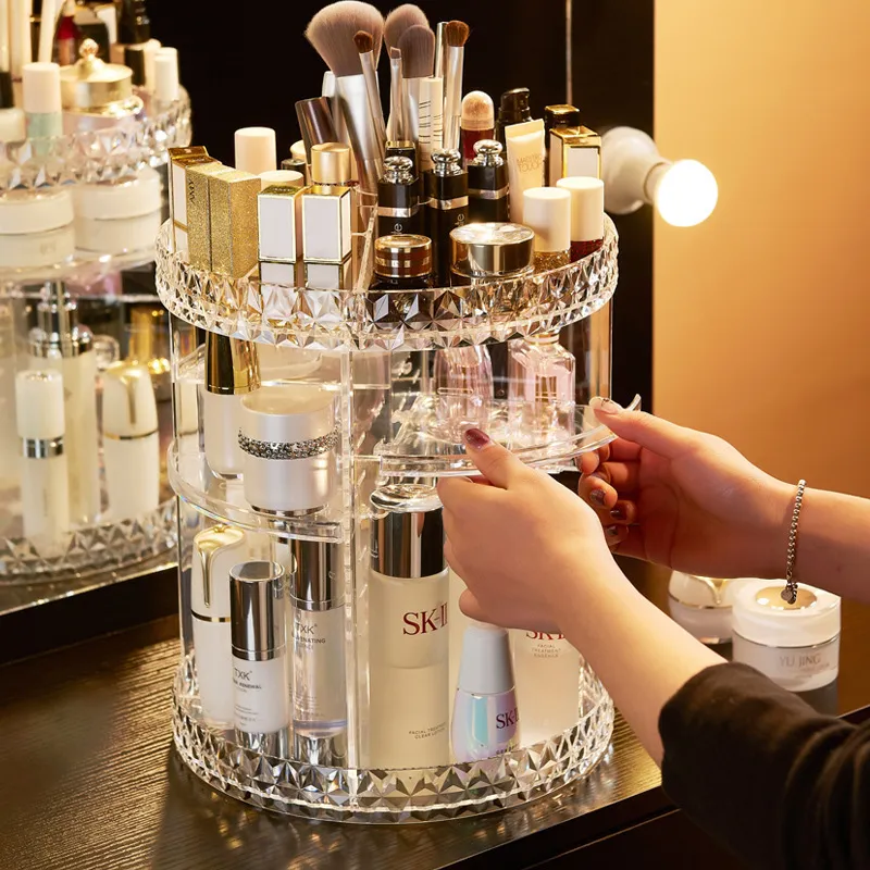 Rotating Crystal Makeup Organizer
