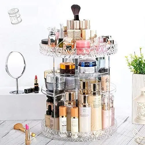Rotating Crystal Makeup Organizer