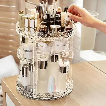 Rotating Crystal Makeup Organizer